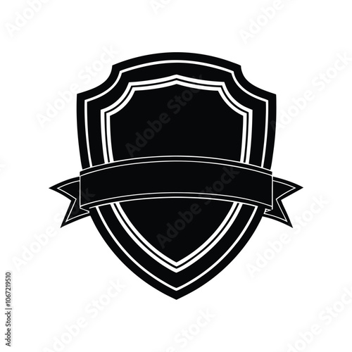 Elegant Shield and Ribbon Vector Illustration - Classic Emblem, Badge, and Crest Design for Protection, Honor, and Branding photo
