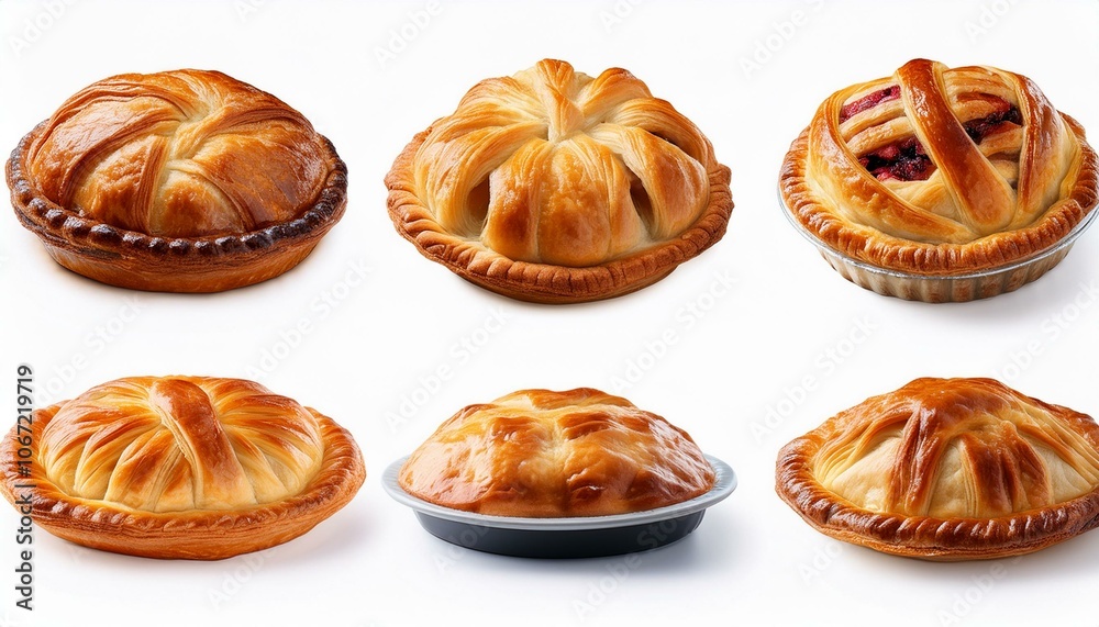 Collection of Pie of dough on isolate White background, PNG Collection of Pie of dough on isolate White background, PNG