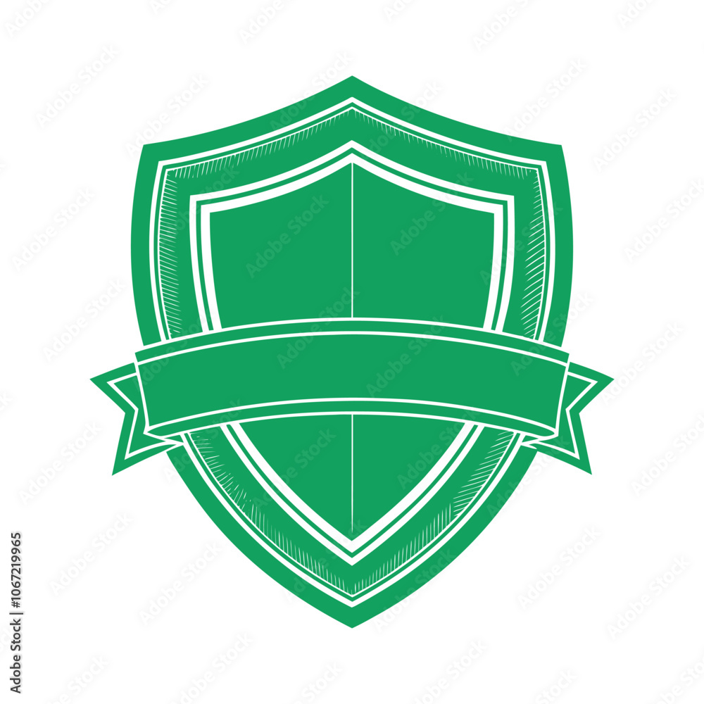 Elegant Shield and Ribbon Vector Illustration - Classic Emblem, Badge, and Crest Design for Protection, Honor, and Branding Elegant Shield and Ribbon Vector Illustration - Classic Emblem, Badge, and Crest Design for Protection, Honor, and Branding