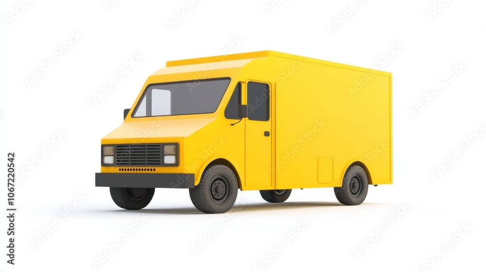 Bright Yellow Delivery Truck on White Background Bright Yellow Delivery Truck on White Background