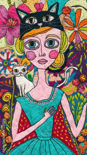 girl with a cat