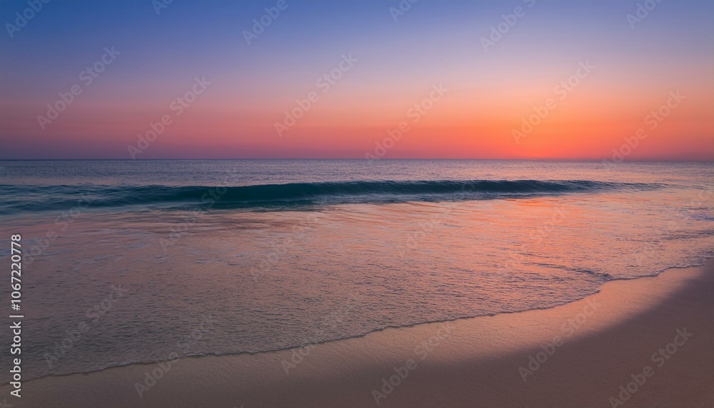 Obraz premium Waves on the beach at red sunset