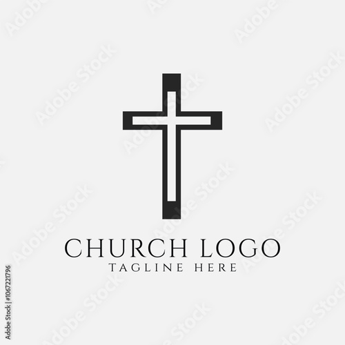 Christian church logo design, religious symbol illustration, Vector 