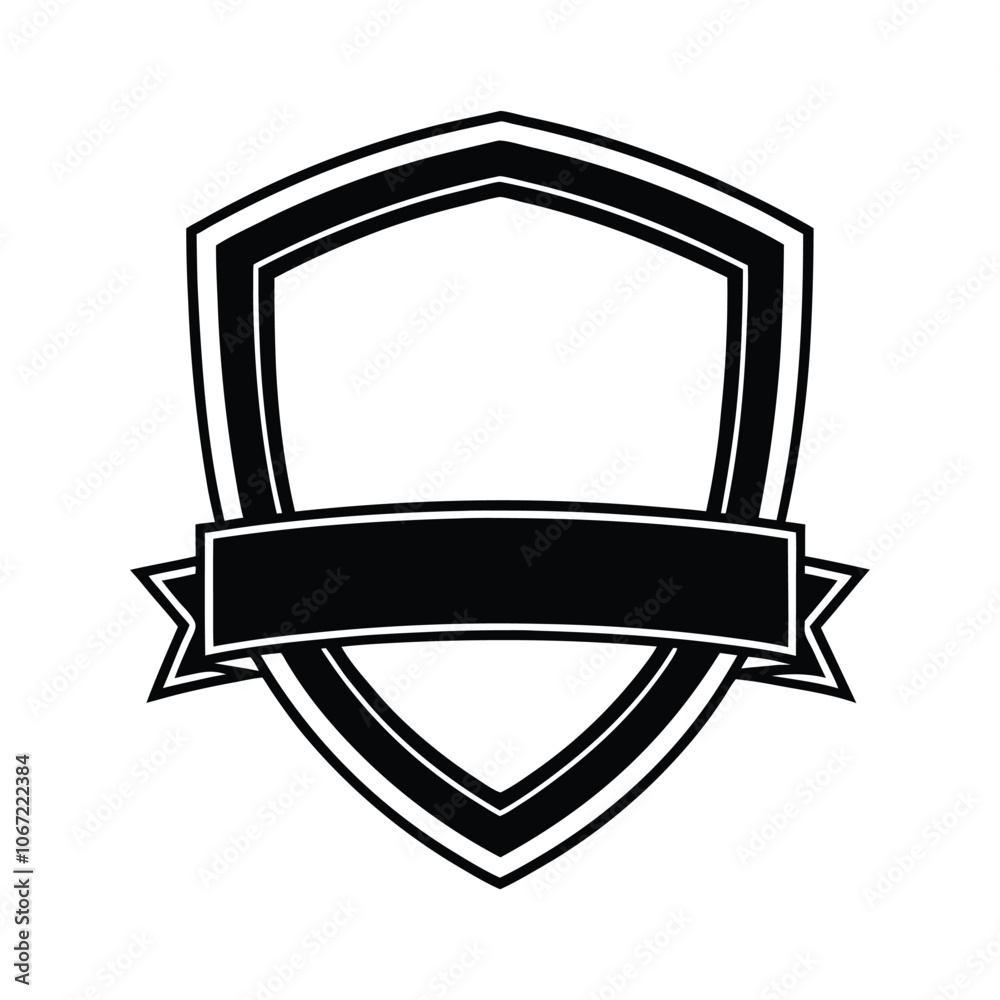 Elegant Shield and Ribbon Vector Illustration - Classic Emblem, Badge, and Crest Design for Protection, Honor, and Branding Elegant Shield and Ribbon Vector Illustration - Classic Emblem, Badge, and Crest Design for Protection, Honor, and Branding