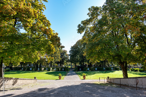 Autumn view of the Northern Cemetery, one of the largest cemeteries in Munich, Germany photo