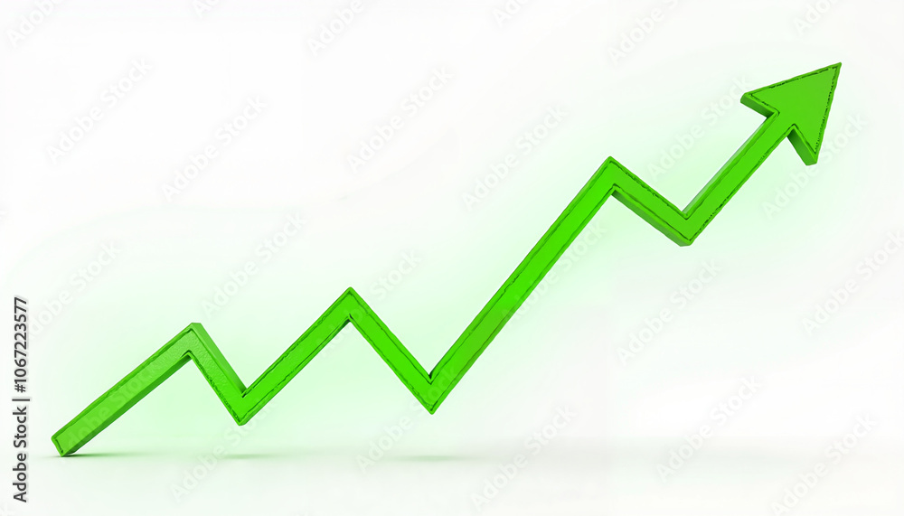 Green upward arrow chart showing growth trend Green upward arrow chart showing growth trend