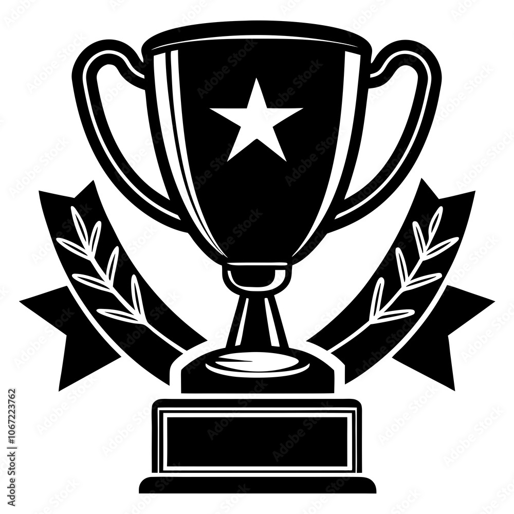 Trophy Cup, Winner Cup Silhouette Black Vector Trophy Cup, Winner Cup Silhouette Black Vector