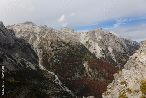 Fall Mountain Landscape with white rocks