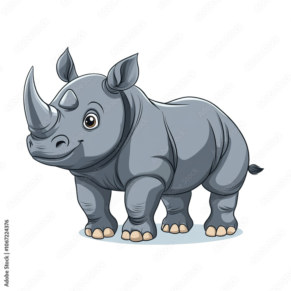 Fototapeta premium Cute Cartoon Rhino Illustration