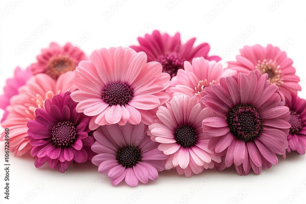 a vibrant arrangement of assorted pink flowers meticulously isolated against a clean white background showcasing their intricate petals and lively hues evoking feelings of joy and warmth a vibrant arrangement of assorted pink flowers meticulously isolated against a clean white background showcasing their intricate petals and lively hues evoking feelings of joy and warmth