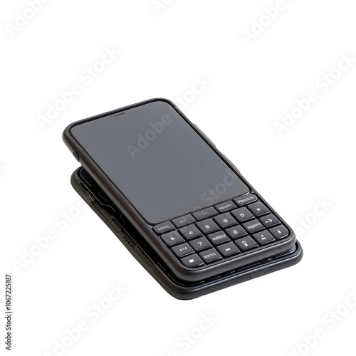 Modern black mobile phone on a white isolate background.