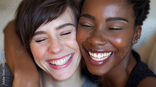 Best friends of different backgrounds sharing joyful moments together in a studio setting