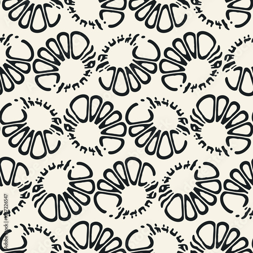 Black And White Contour Floral Pattern