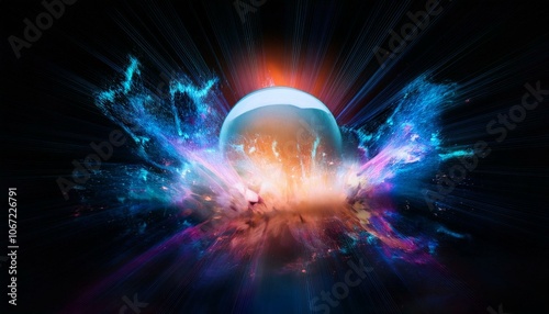 Colorful waves radiating from a glowing sphere Innovative ideas