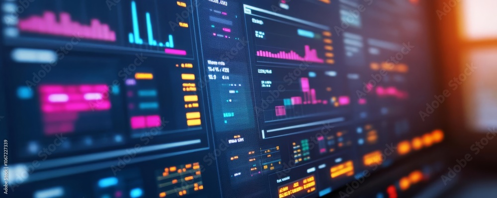 Obraz premium Digital screen with multimodal transport data, logistics dashboard