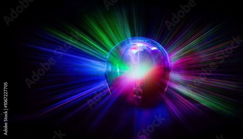 Colorful waves radiating from a glowing sphere Innovative ideas