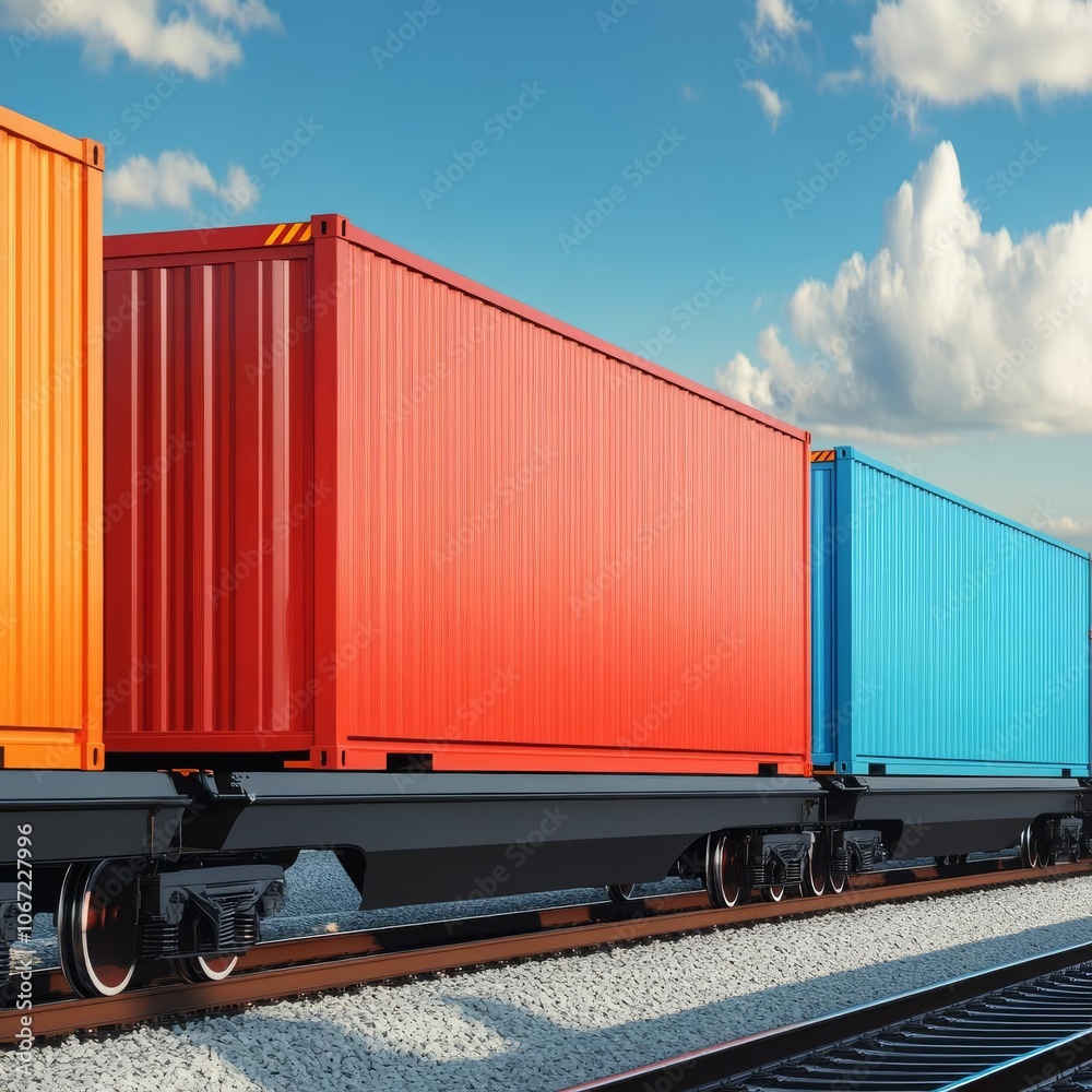 Freight containers being loaded onto train, smooth transition Freight containers being loaded onto train, smooth transition