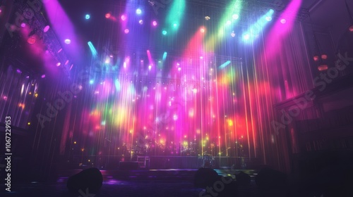 Wallpaper Mural Lively Performance - Colorful lights cast over a lively stage, capturing the energy of a live performance. Torontodigital.ca