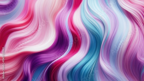 Long wavy hair in diverse, vibrant colors, showcasing unique shades and styles; modern design concept for colorful hair advertisement