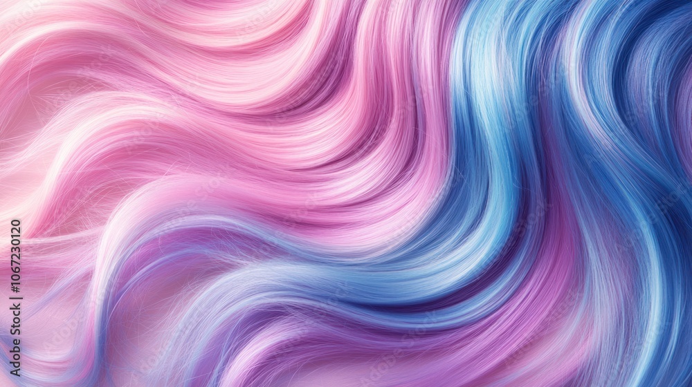 Obraz premium Long wavy hair with a mix of soft pastel and vibrant tones, perfect for unique and trendy hair care ads