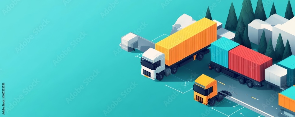 Multimodal transport network on digital map, organized logistics Multimodal transport network on digital map, organized logistics