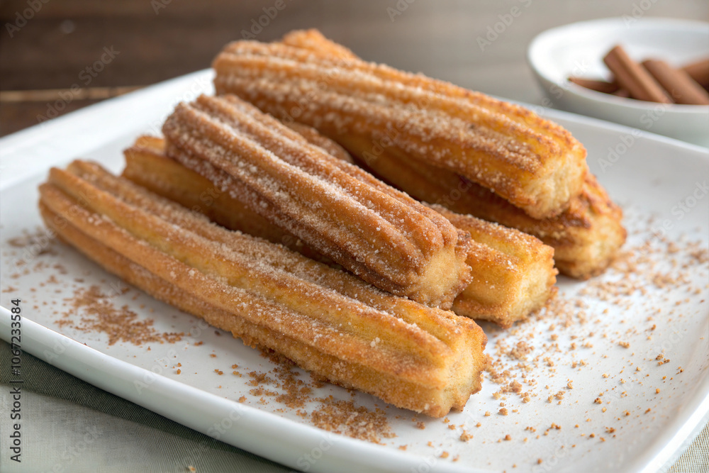 Golden Cinnamon-Sugar Churros with Chocolate Sauce