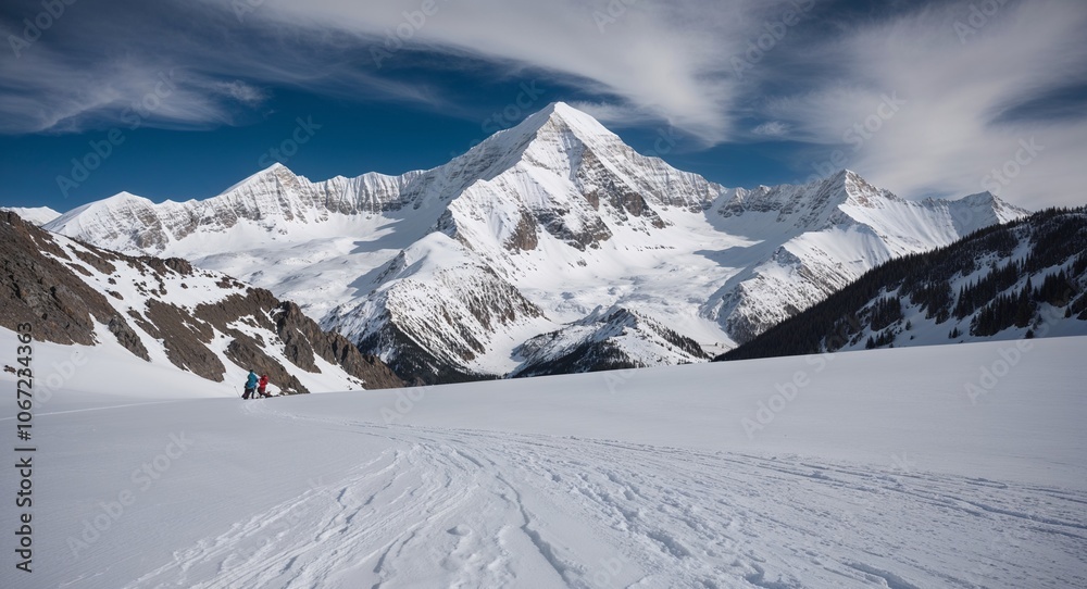 Snow capped mountain background for an adventurous expansive outdoor feel Snow capped mountain background for an adventurous expansive outdoor feel