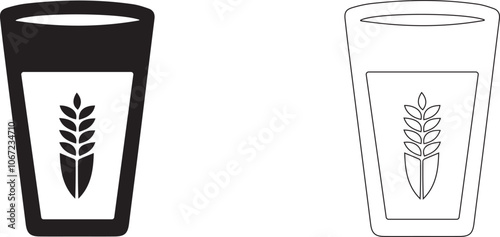 Glass of soy milk. Vector icon.