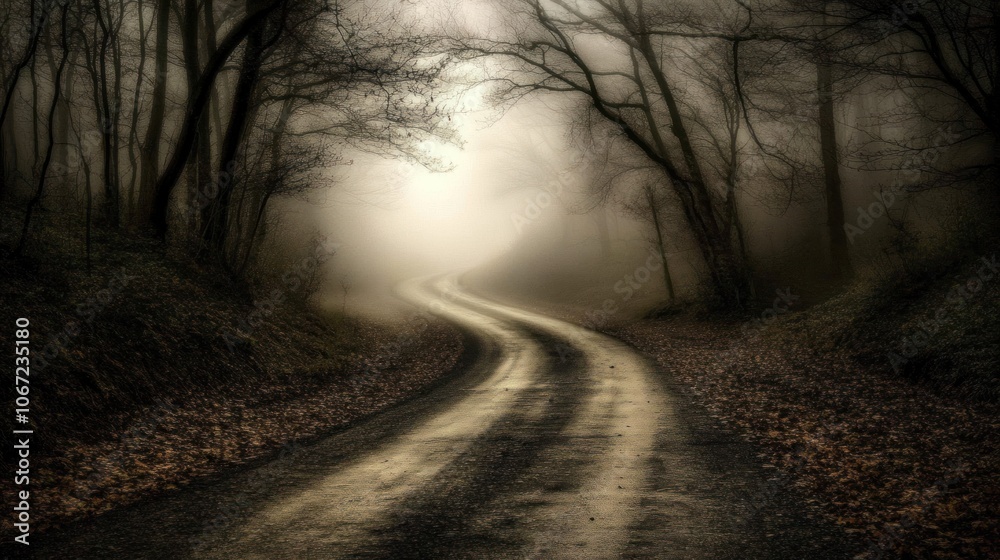Misty Road - Road shrouded in mist, creating a mysterious and moody atmosphere perfect for photography. Misty Road - Road shrouded in mist, creating a mysterious and moody atmosphere perfect for photography.
