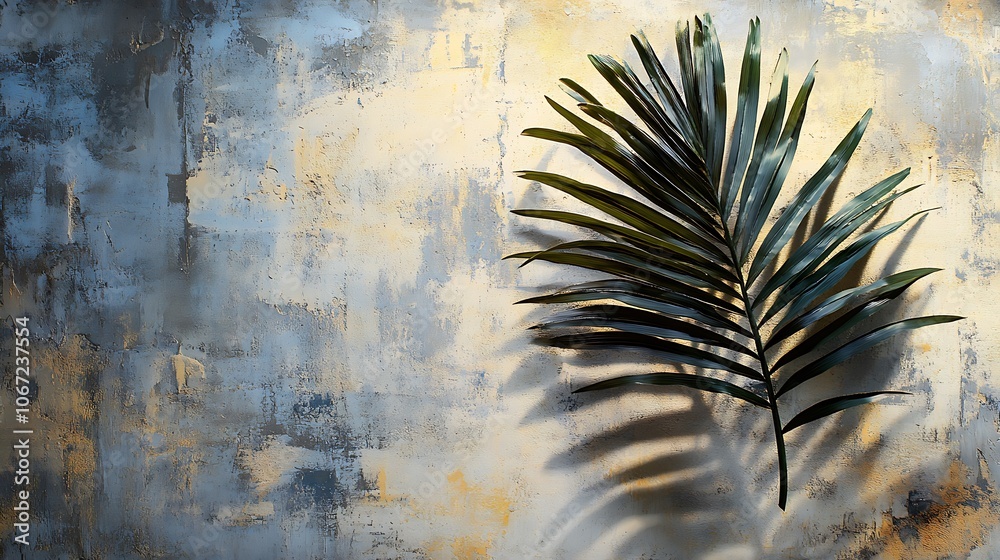 Fototapeta premium Explore the beauty of tropical greenery against textured walls
