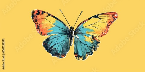 Wallpaper Mural Hand-drawn butterfly illustration with vibrant colors. Torontodigital.ca