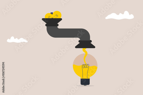 Businessman transfer idea to big lightbulb. concept of learning new skills