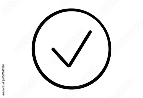 Simple Black Check Mark in Circle Icon for Approval