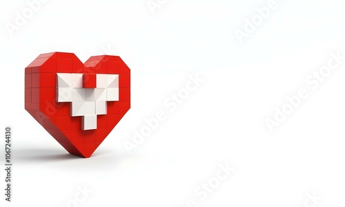 Pixelated Red Heart Icon with White Center Design