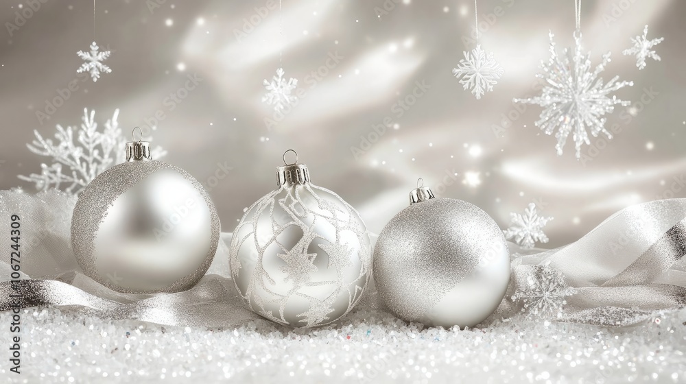 christmas background with silver ornaments christmas background with silver ornaments