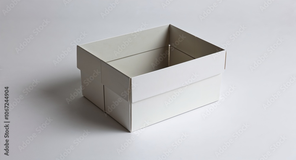 Foldable box with die cut design for easy flat storage on plain white background Foldable box with die cut design for easy flat storage on plain white background