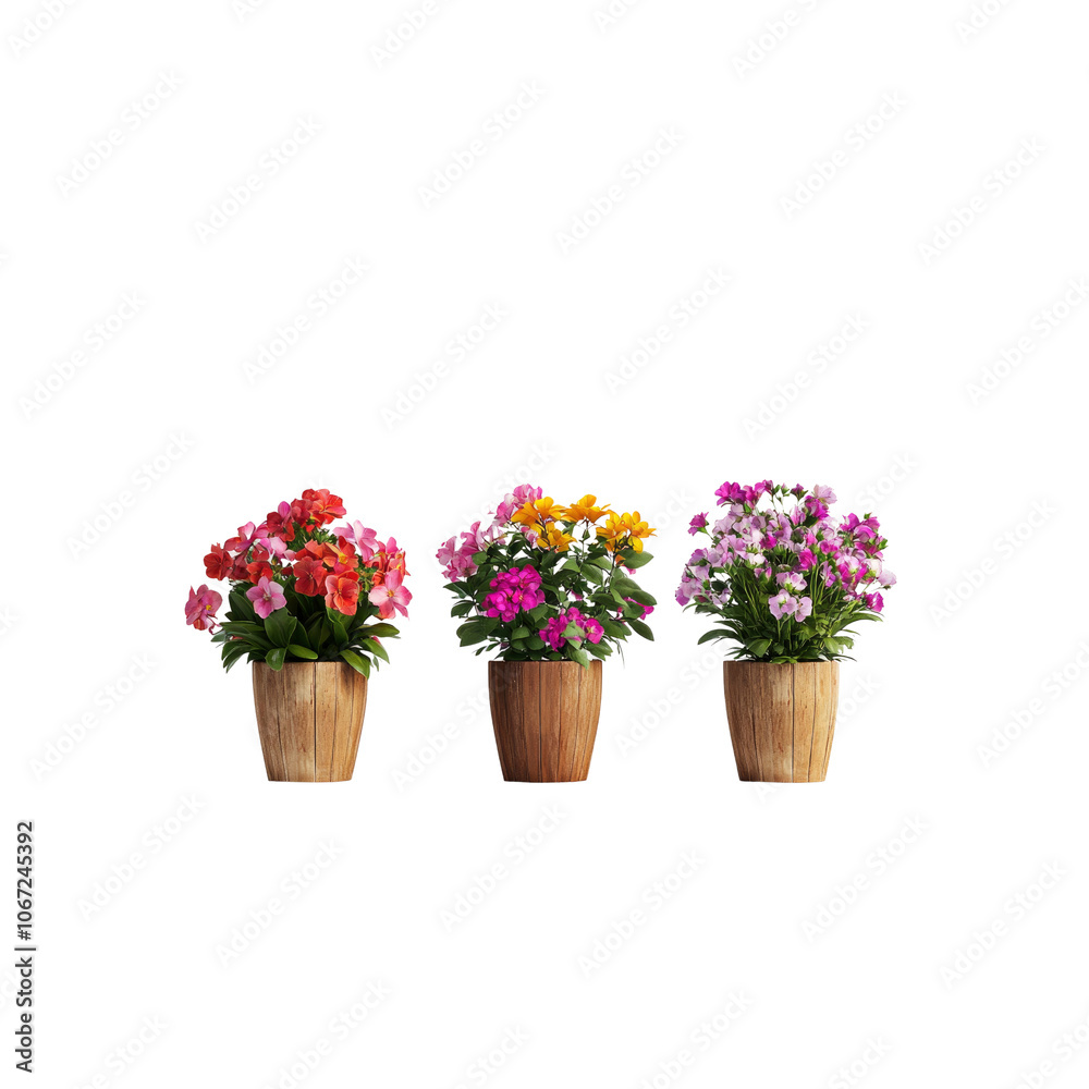 Three Colorful Flower Pots Three Colorful Flower Pots