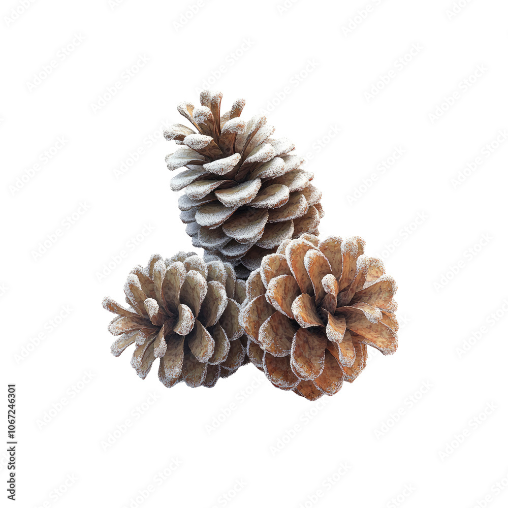 Three Pine Cones Covered in Frost Three Pine Cones Covered in Frost