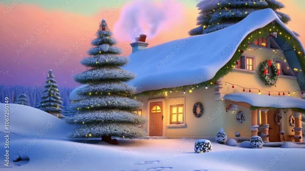 landscape with house and snow landscape with house and snow
