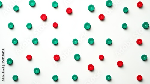 red and green polka dots on white background