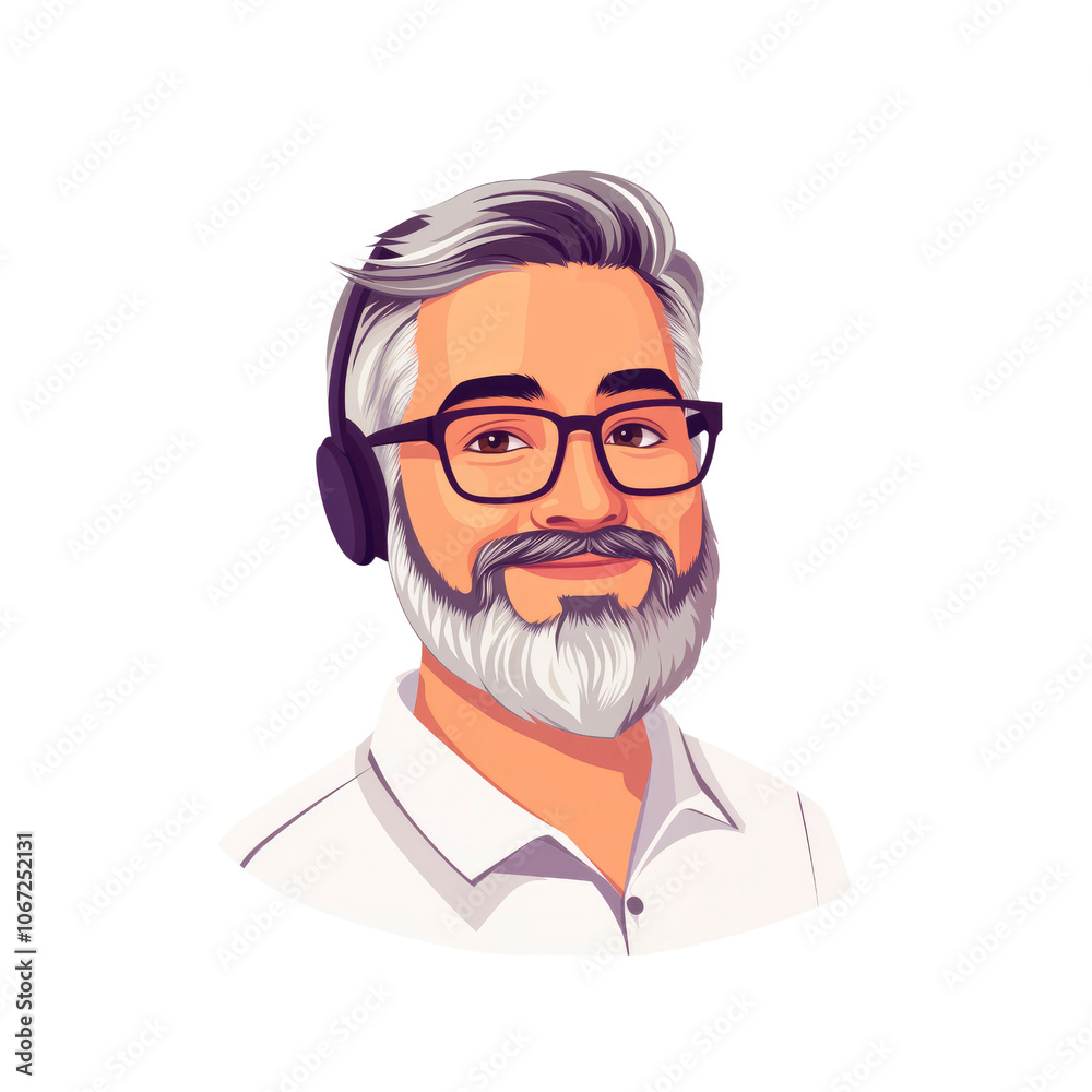 Smiling Man with Headphones and Glasses Smiling Man with Headphones and Glasses