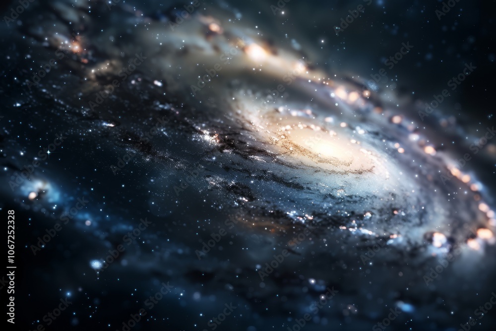 A spiral galaxy spins majestically in the infinite cosmos, with glowing arms of stars and dust creating a stunning celestial symphony. A spiral galaxy spins majestically in the infinite cosmos, with glowing arms of stars and dust creating a stunning celestial symphony.