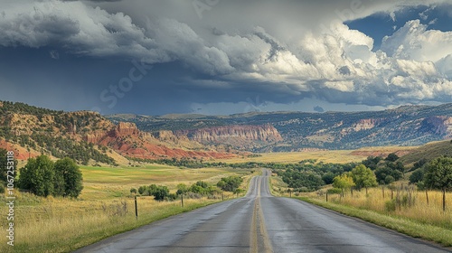 Road Trip - Scenic drive through changing landscapes, capturing the freedom and excitement of an open road adventure.