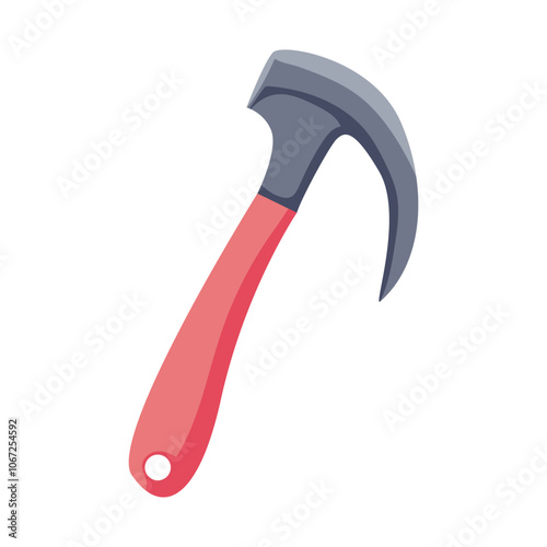 Climbing ice axe in flat design. Alpinism icebreaker and sharp weapon. Vector illustration isolated.