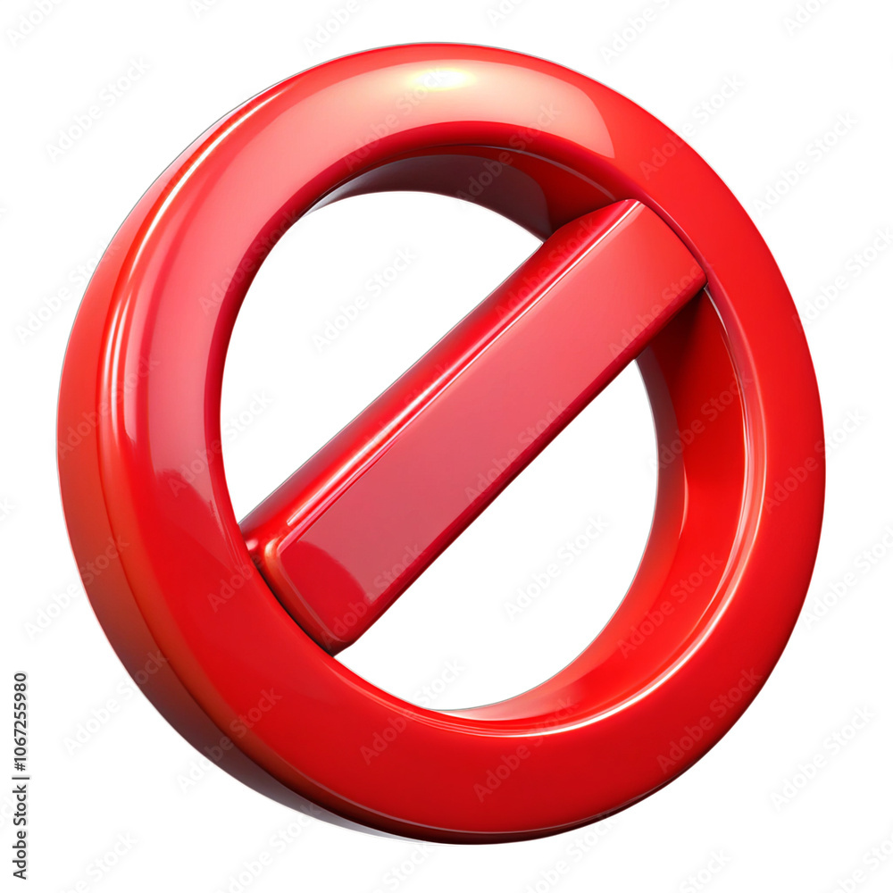 Prohibition sign 3d isolated on Transparent background. AI Generative Prohibition sign 3d isolated on Transparent background. AI Generative