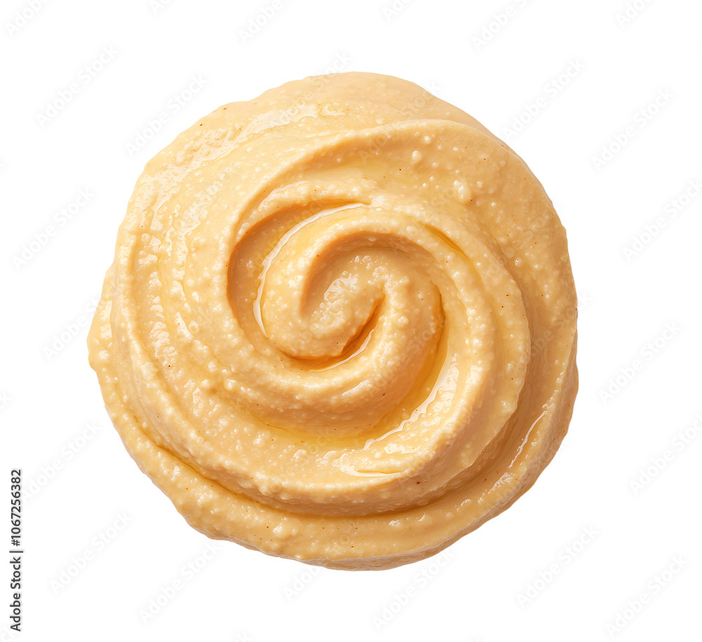 Sample of delicious hummus isolated on white, top view Sample of delicious hummus isolated on white, top view
