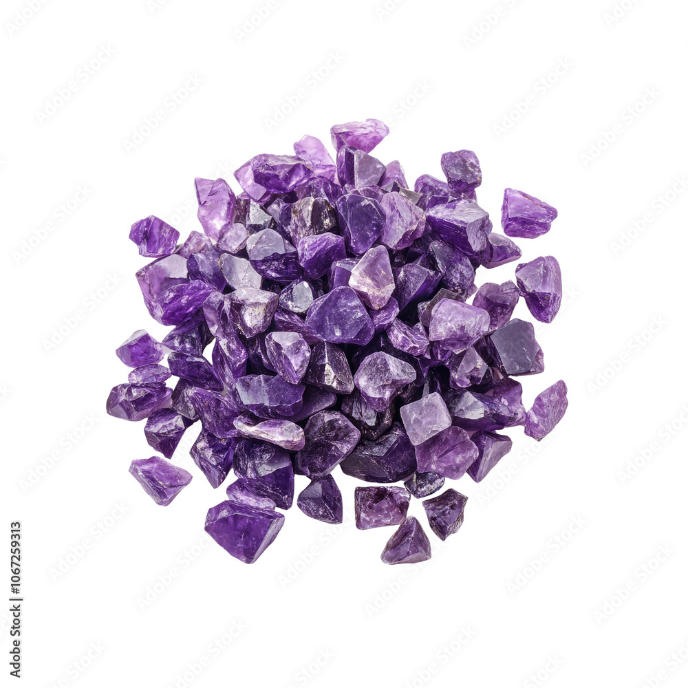 Amethyst Crystal Chips Pile Isolated on Transparent Background Amethyst Crystal Chips Pile Isolated on Transparent Background