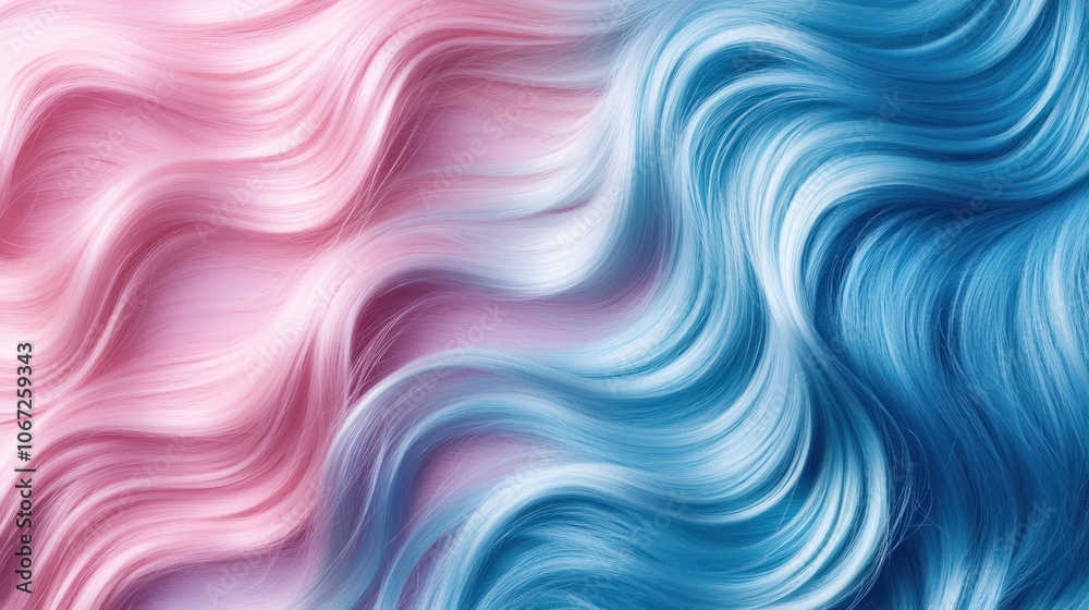 Fototapeta premium Soft gradient colors in long wavy hair, capturing vibrant and pastel tones for an eye-catching fashion concept