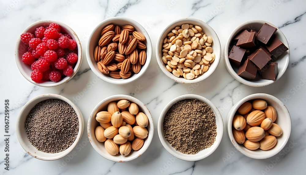 Assorted Nuts and Seeds in Small Bowls
Assorted Nuts and Seeds in Small Bowls
