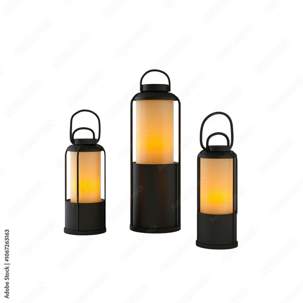 Black Metal Lanterns with Flickering LED Candles Black Metal Lanterns with Flickering LED Candles